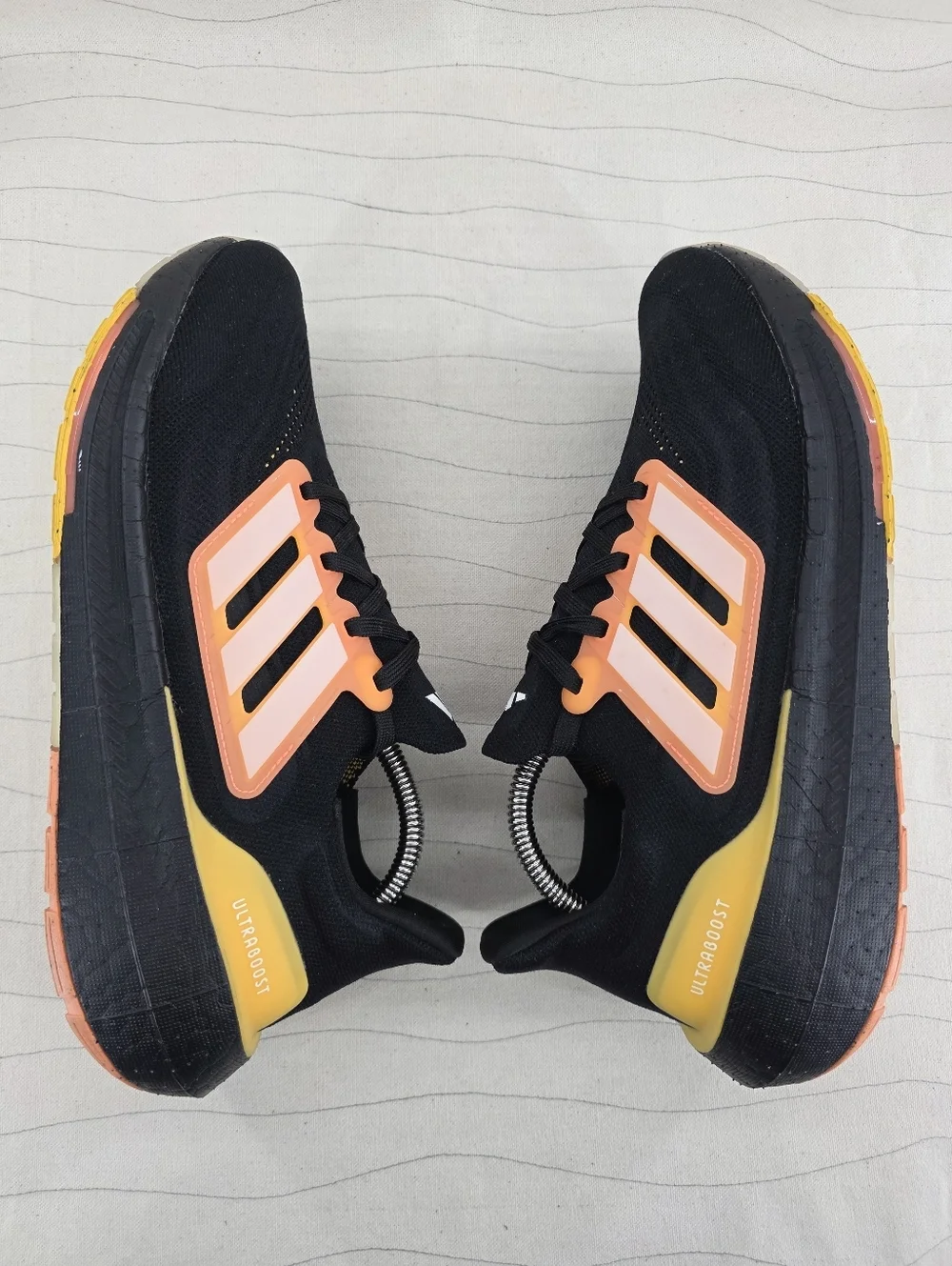 Adidas Mens Ultra Boost Light Black Orange Running Sneakers Shoes HQ8595 Size 8